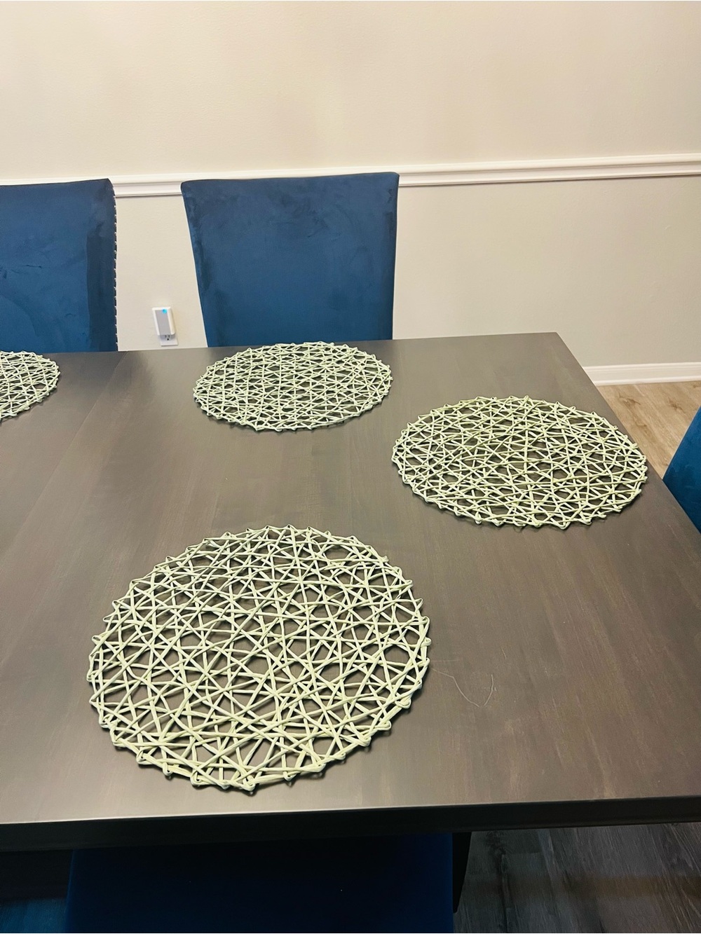 15” Round Set of 8 Woven Placemat - Sage Green